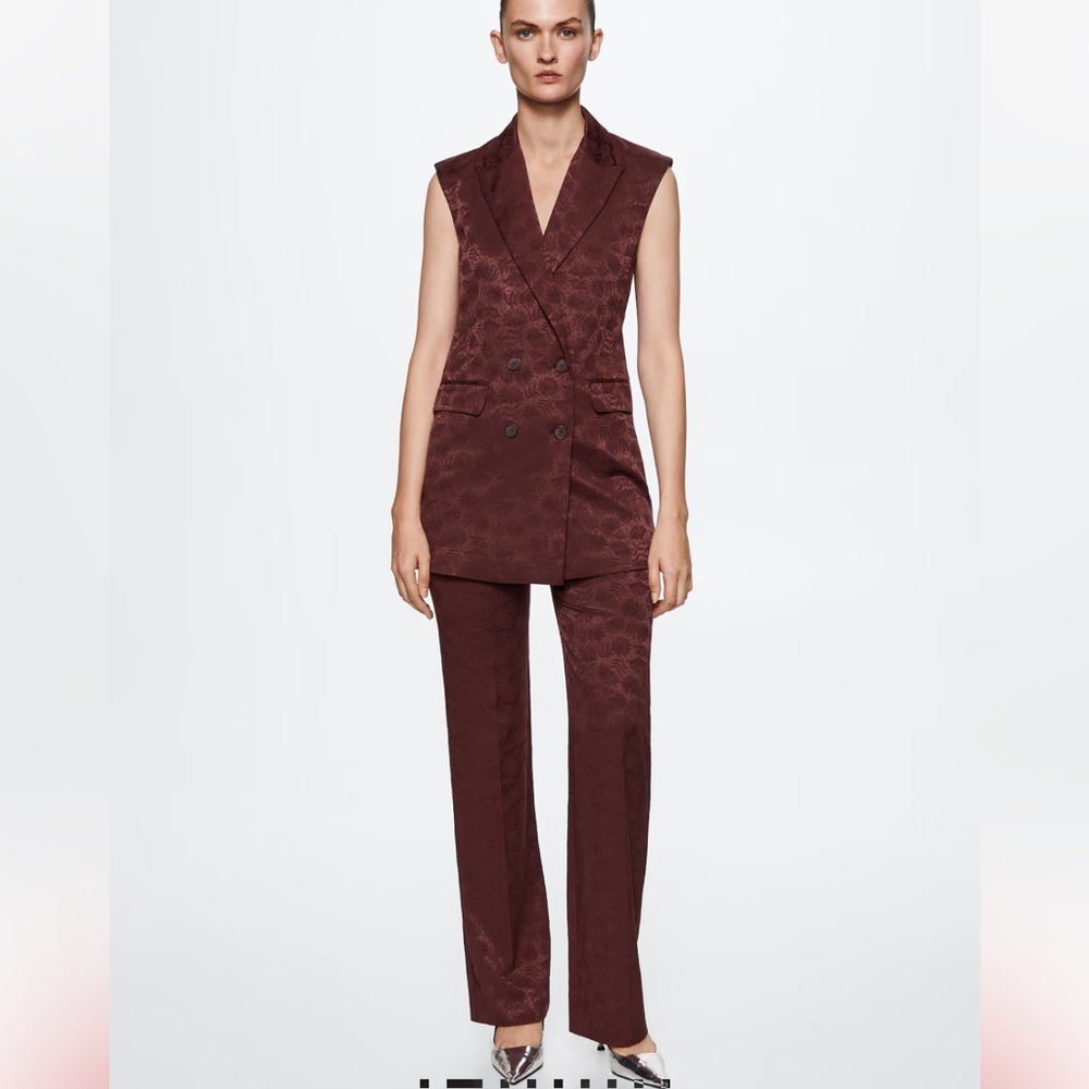 MANGO jacquard vest and trouser pant.MAROON